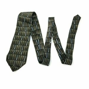 Palatina Mens Necktie Multicolor Tan/Gray Geometric 100% Silk One Size